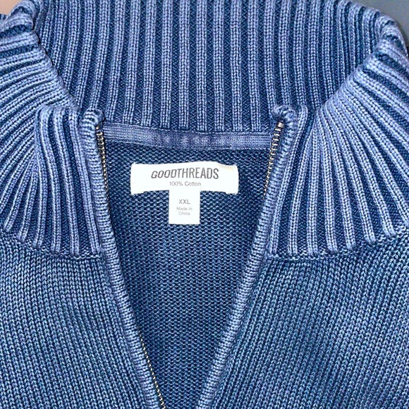 GoodThreads Men’s Soft Cotton Quarter Zip Sweater XXL Color: Washed Navy NWT - Picture 4 of 9